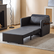 3-in-1 Convertible Sofa Chair Bed Adult Sleeper Chair Bed With Folding Table Pull-out Reclining Sofa ,Black