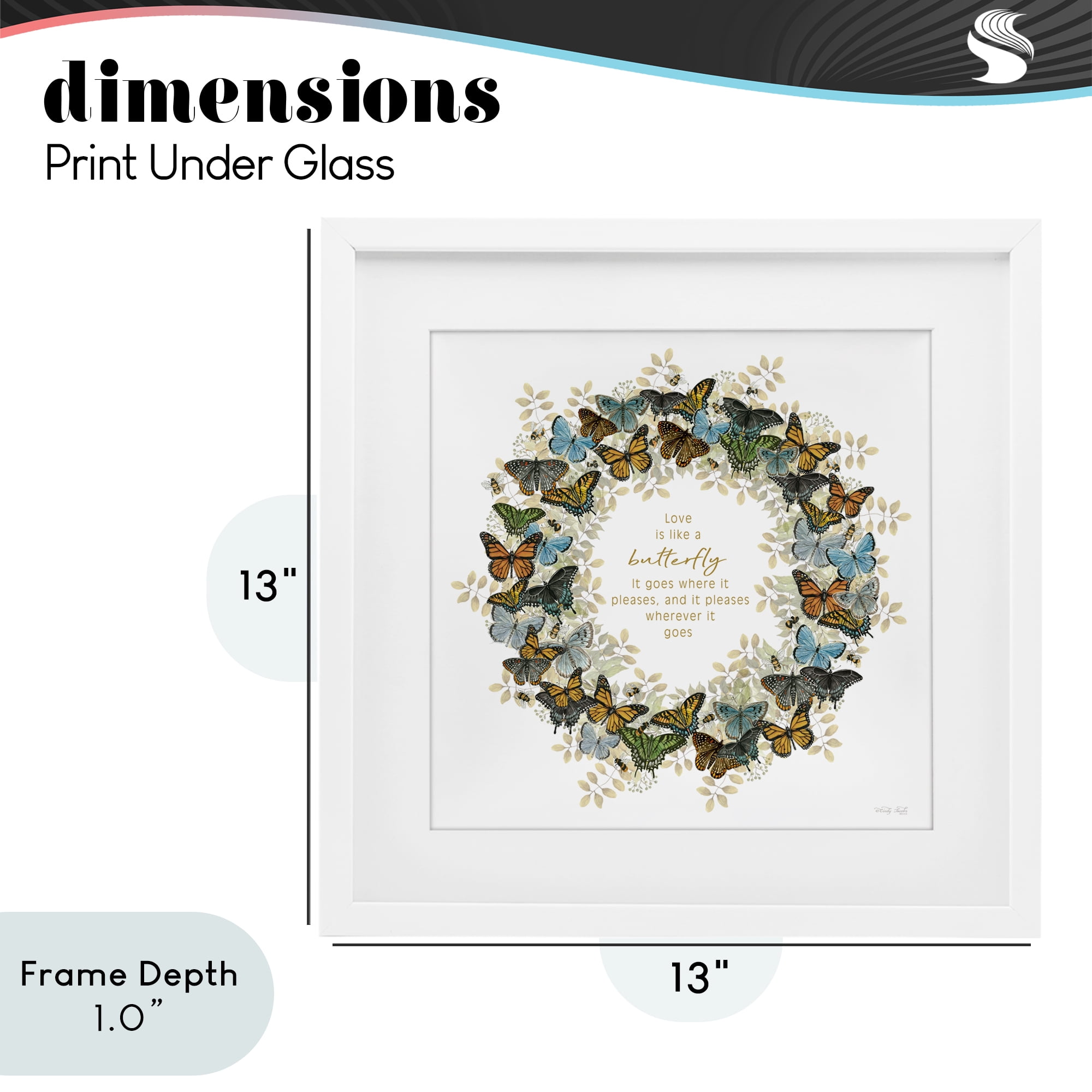 Stupell Industries Life Is Like A Butterfly Wreath White Framed Print Under Glass, design by Cindy Jacobs