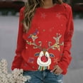 thumbnail image 2 of lcziwo Chandails de Noël à Col Rond pour Femmes, Imprimé Renne, Automne Hiver, Chandail à Col Rond Léger, Grande Taille, Chandail à Manches Longues, Pulls Tendance, Rouge, TG, 2 of 4