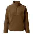 thumbnail image 7 of Hurxie Women’s Quarter Zip Fleece Pullover Fuzzy Sherpa Jacket Half Zip Mockneck Sweatshirt Jacket,Long Sleeve Cozy Layering Tops,Fuzzy Outfits, 7 of 7