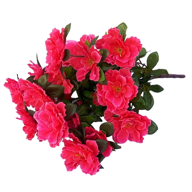 Rosa roja simulada azalea 6 tenedores (18 flores grandes, diámetro de flor grande 7,5 cm, peso aproximado 60 g, altura 37 cm)