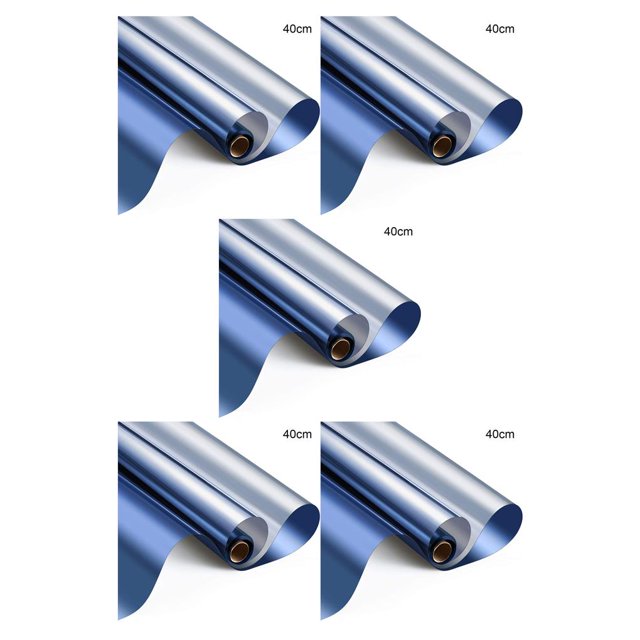 Bewildely Película de ventana Privacidad Película de espejo reflectante Palo de aislamiento térmico extraíble, Plata azul, 40 cm x 200 cm plata azul real 40*200 CM 5piezas Bewildely CBP031605