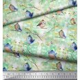 thumbnail image 2 of Soimoi Moss Georgette Fabric Branch & Bird Artistic Decor Fabric Printed Yard 42 Inch Wide, 2 of 3