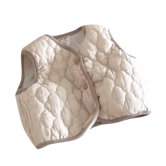 2025 Toddller Baby Girls Boys Quilted Vest Sleeveless Jacket Button Up Waistcoat Kids Fall Winter Clothes for 0-4 Years White