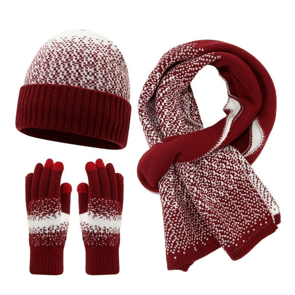 Bibifish Womens Hat Gloves Scarf Sets Beanies Hat Long Scarves And Touchscreen Gloves Winter Warm And Cozy Three Piece Outdoor Outfits