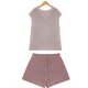 thumbnail image 4 of Bermudas Conjunto de blusa y pantalones cortos para mujer, 2 uds., camisa de punto y pantalones cortos, trajes de punto informales de verano Cgtredaw Púrpura T M para Mujer, 4 of 8