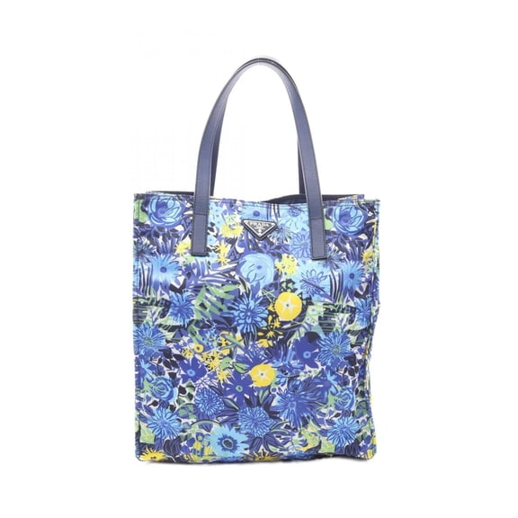 Pre-Owned Prada TESSUTO STAMPATO Tote Bag Handbag Nylon Saffiano Leather Women's Blue...