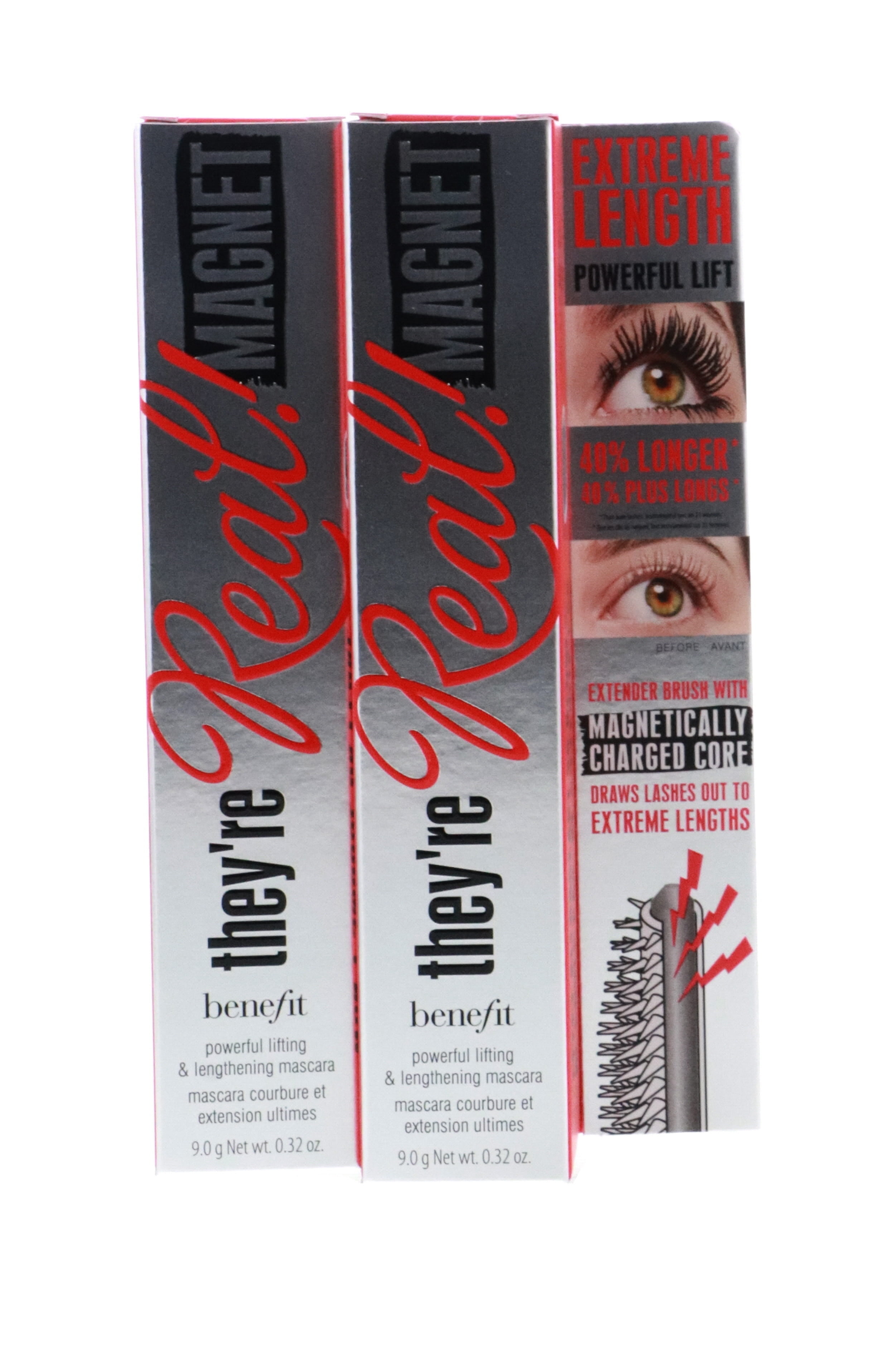 Benefit Theyre Real Magnet Extreme Lengthening Mascara - Black Mascara Women 0.32 oz, 2 pack