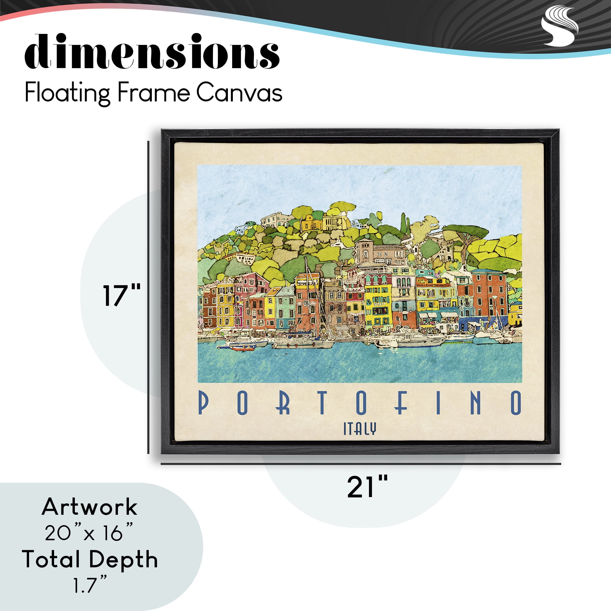 Stupell Industries Portofino Architecture Poster Black Framed Floater Canvas Wall Art, design by Ynon Mabat