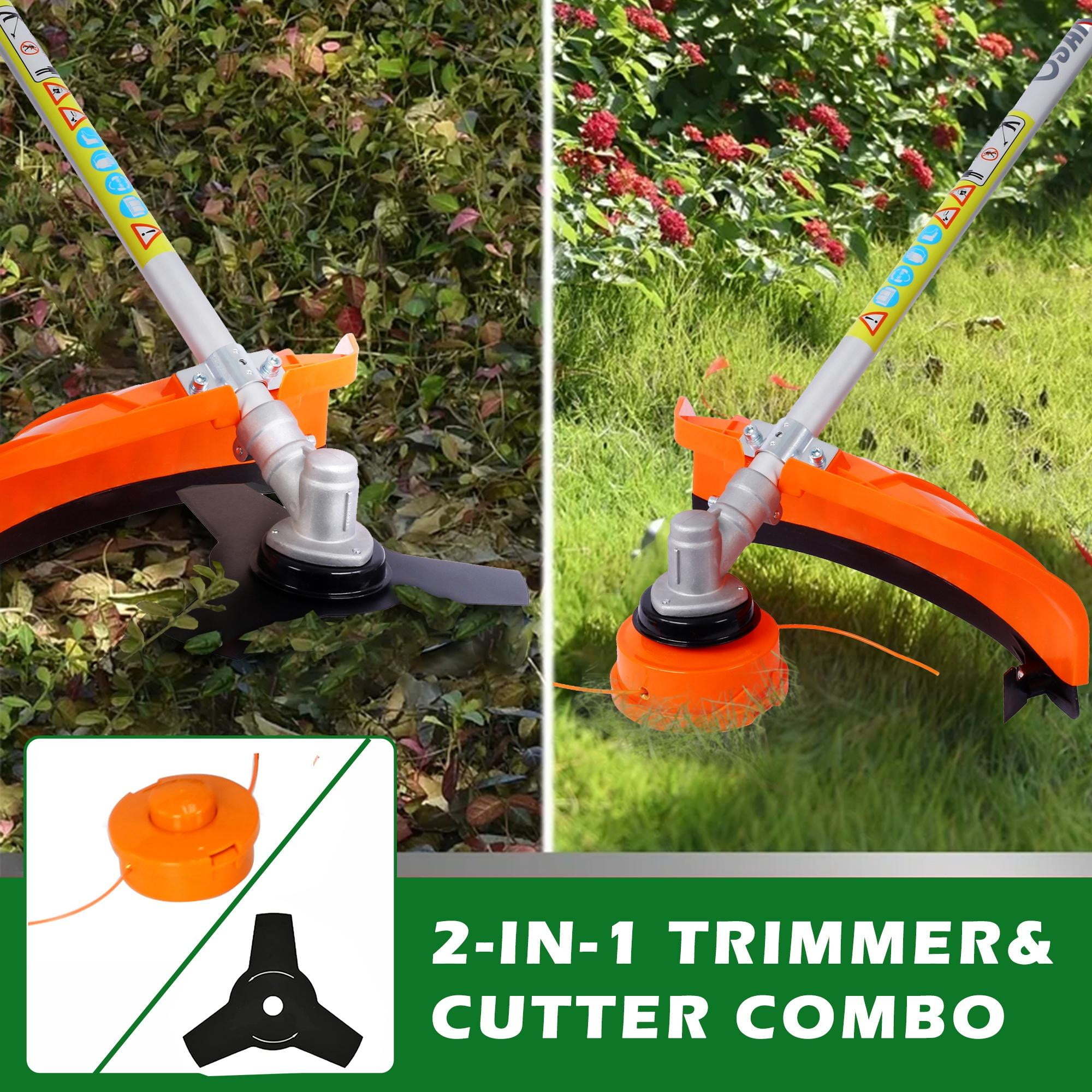 Seizeen Weed Wacker Gas Powered, 52cc Powerful Weed Eater Cordless, 18" String Trimmer with 10" Brush Cutter, Full-Crank 2-cycle Engine, Double Handle, Shoulder Strap