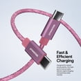 thumbnail image 5 of Powertek USB-C to USB-C Cable, Fast Charging Type-C Charger Cord, Durable Tangle-Resistant Sync Cable, Pink Glitter, 6FT, 5 of 7