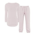 thumbnail image 4 of VNKIDY Girls Kids Solid Color 2 Piece Outfit Plush Long Sleeve Crewneck Loose Fit Pullover Elastic Waisted Pants For Daily Wear Soft Set, 4 of 4