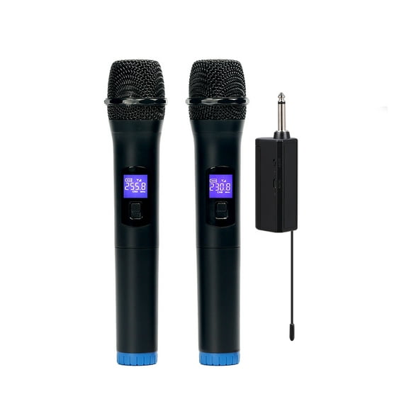 Multifunctional Dual Channel Wireless Microphone Cordless Handheld Mic LCD Display