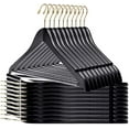 thumbnail image 4 of Quality Black Wooden Hangers - Slightly Curved Hanger Set of 20-Pack - Solid Wood Coat Hangers with Stylish Chrome Hooks - Heavy-Duty Clothes, Jacket, Shirt, Pants, Suit Hangers (Black-Gold Hook, 20), 4 of 6