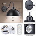 thumbnail image 3 of NookNova 2 Pack LED Battery Operated Wall Sconces with Remote Control, Dimmable Wireless Wall Lamp Wall Light Fixture, Industrial Black Metal Lampshade Wall Lighting for Bedroom, Living Room, Hallway, 3 of 10