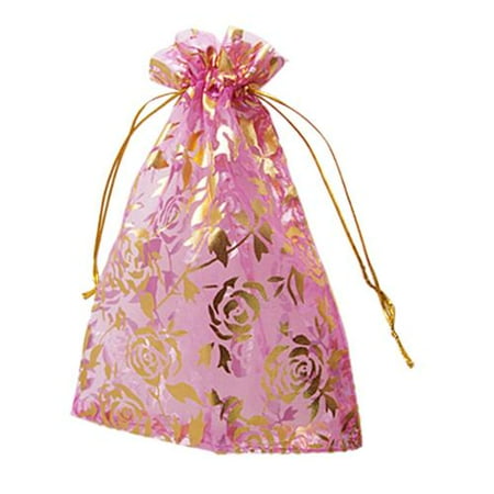 ... Rose Print Wedding Gift Bag Organza Pouch Light Purple - Walmart.com
