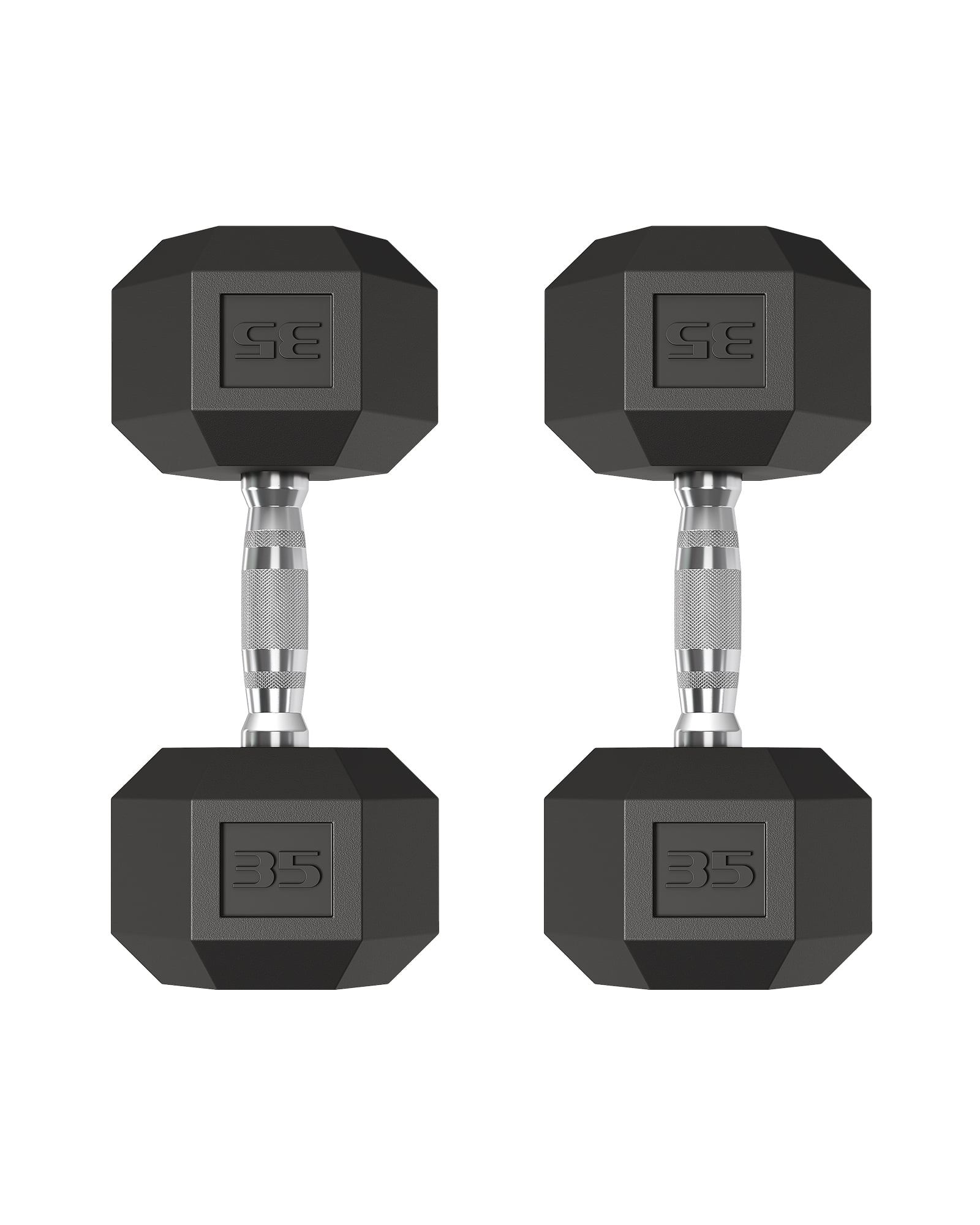 Non-Slip Grip Hex Dumbbells Set of 2 - 5-50LB Black, Cast Iron Core, Rubber Encased, Anti-Roll Weights for Home Gym Strength Training & Fitness Workouts - Color: Black