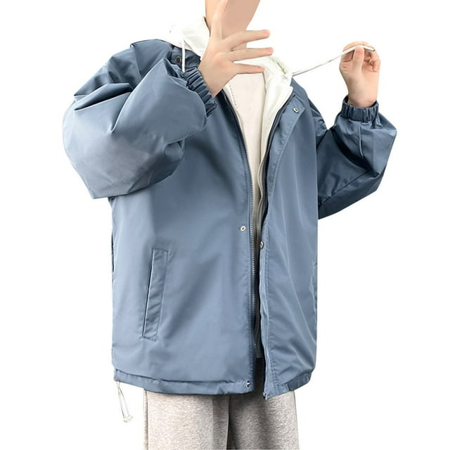 Men Long Sleeve Autumn Winter Hooded Top Blouse Coat Jacket With Pockets