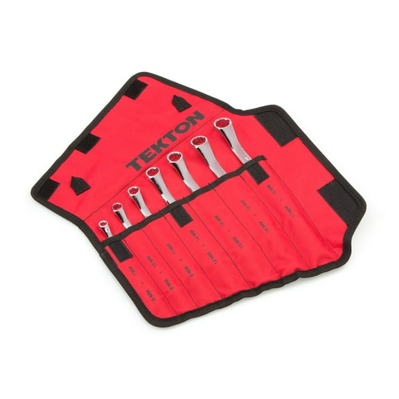 TEKTON 45-Degree Offset Box End Wrench Set, 7-Piece (6-19 mm) - Pouch | WBE24507
