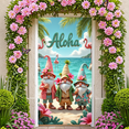 thumbnail image 7 of Cartoon Flamingo Banner Hawaiian Gnome Decor Palm Tree Background for Beach Party Summer Vacation Holiday, 7 of 7