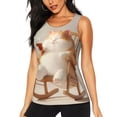 thumbnail image 1 of Fotbe Relaxing Cat With Tea Blusas Sin Mangas para Mujer – Estilo Casual, Corte Suelto, Slim-Fit, Cuello Redondo Deportivo, Tops de Verano para Gimnasio y Yoga-X-Large, 1 of 7