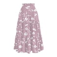 thumbnail image 4 of Women’s High Waist Tiered A Line Midi Skirt with Elastic Waistband and Floral Print Suitable for Daily Wear and Outings Pink L, 4 of 5