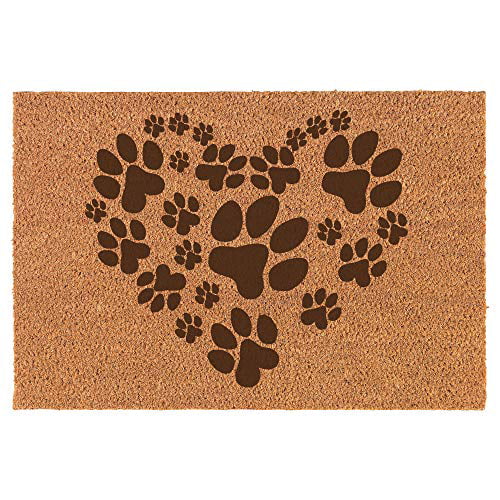 Door Mat Rug Welcome Dog Heart Puppy Paw Prints Entryway Home Decor Gift NEW 