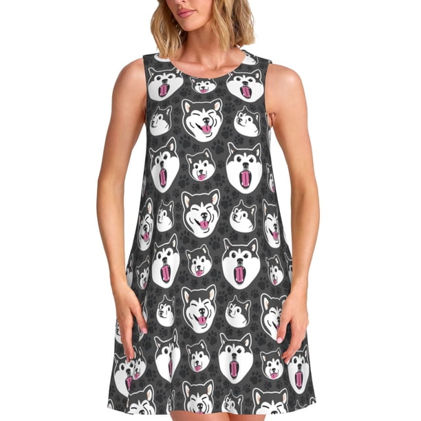 Balery Husky Vestidos de verano para mujer con estampado: vestido holgado sin mangas, vestido playero informal y cómodo para días calurosos.