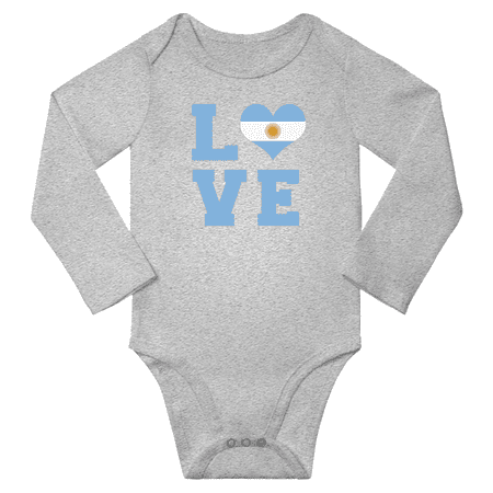 

Love Argentina Heart Flag Baby Long Slevve Jumpsuits Clothes (Gray 12-18 Months)