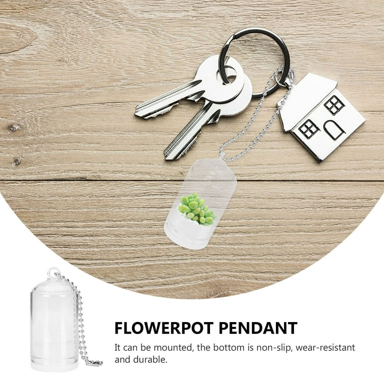 5pcs Mini Succulent Terrarium Pendants Cactus Glass Cover Pendant