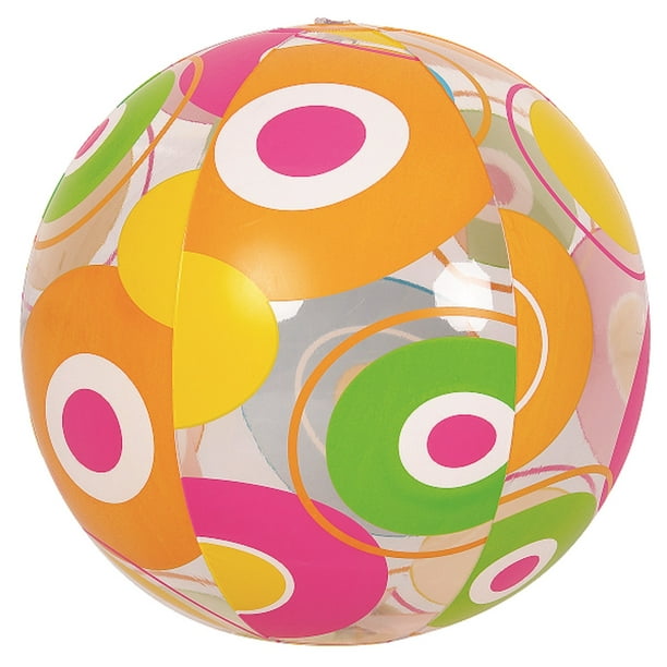 Pool Central 20" Orange et Rose Cercles Transparent Gonflable Ballon de Plage