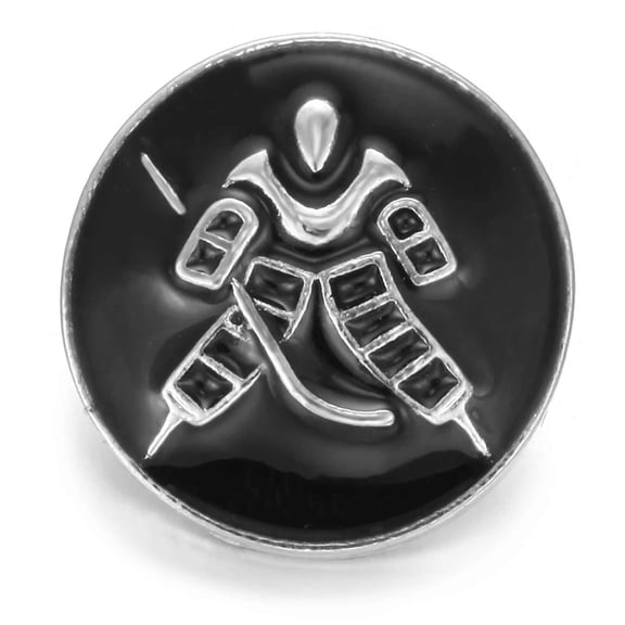 Hockey Goalie Black Sports Snap Jewelry Ginger Charm Button, For Interchangeable DIY Customizable Accessories