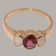thumbnail image 5 of LBG British Made Traditional Solid 9k Rose Gold Ring with Natural Garnet & Opal Womens Promise Ring - 33 size options - Size 4.25, 5 of 6