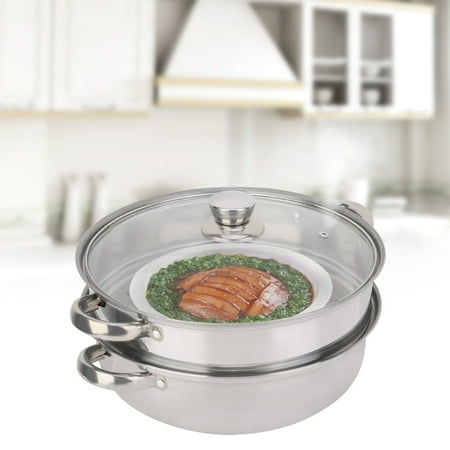 

LYUMO 2-Layer Steamer Stainless Steel Cookware 27cm/11in 2-Layer Steamer Pot Cooker Double Boiler Soup Steaming Pot Steel Steamer