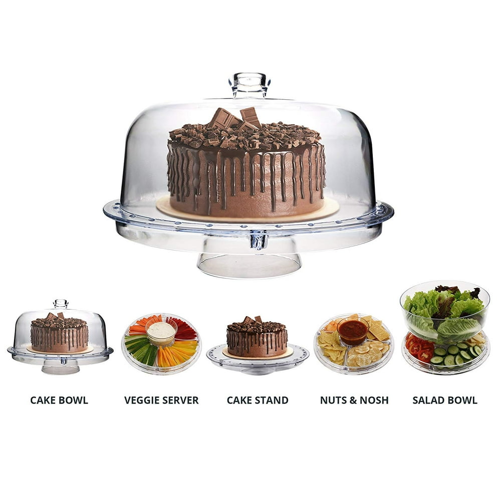 Homeries MultiPurpose 6 in 1 Cake Stand with Dome Lid