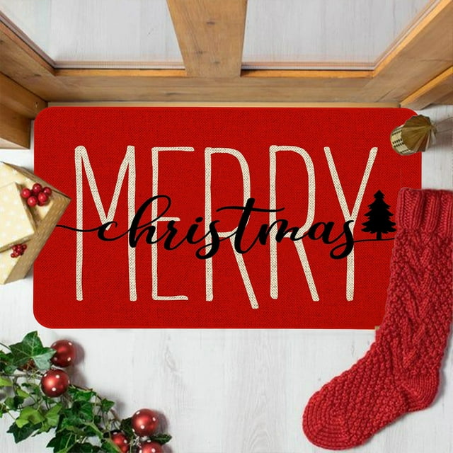 Tapis de Porte de Noël Extérieur - Tapis de Porte d'Entrée de Noël - Tapis de Bienvenue de Noël Extérieur - Tapis de Porte d'Entrée Extérieur (16x24 Po)