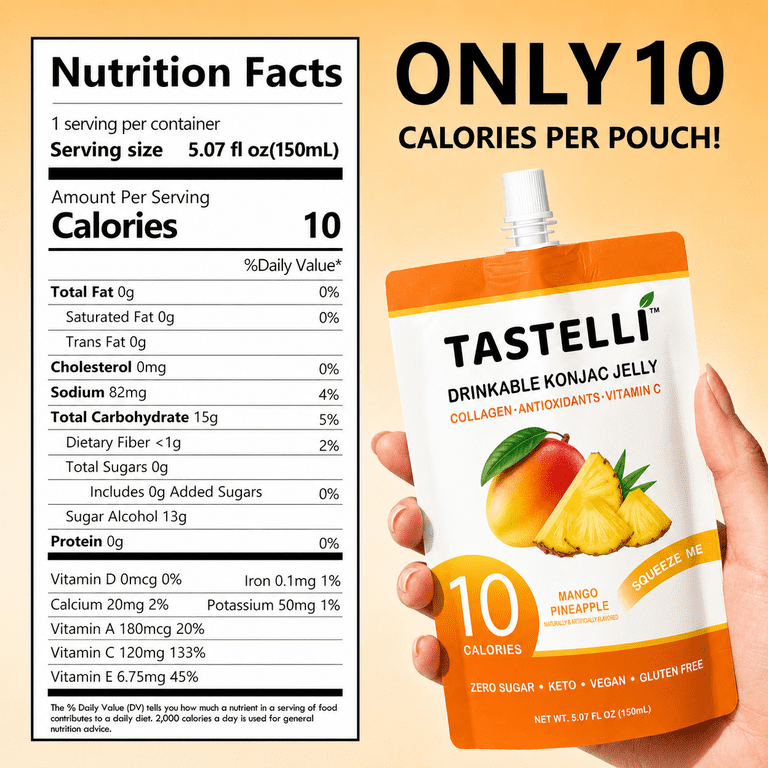 Tastelli Konjac Jelly Drink, Mango Pineapple 150mL x 10 Pouches