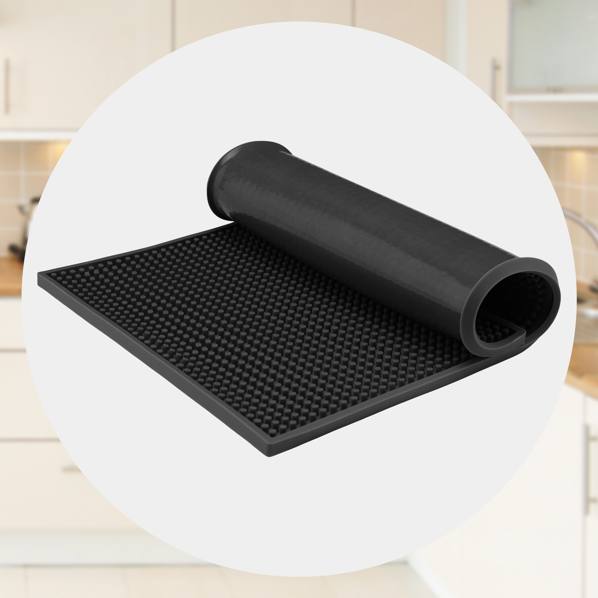 Unique Bargains Silicone Dish Drying Mat for Kitchen Counter Black 17.7*11.8*0.4 inch