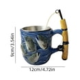 thumbnail image 2 of Fishing Theme Ceramic Mug with Mini Rod Handle, Unique Coffee Cup for Anglers, Outdoor Enthusiasts, Blue Fish Design, Ideal Gift for Men, Dad, Husband, Holds Hot & Cold Beverages, Easy to Clean, 2 of 10