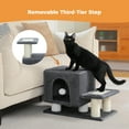 thumbnail image 5 of Pefilos 21" Cat Scratching Tower and Pet Stairs with Cat Condo and Adjustable Stairs for Small Dogs, Gray, 5 of 9