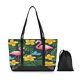 thumbnail image 7 of FORMRS Canvas Laptop Tote Bag for Women with 15.6" Computer Compartments Shoulder Handbag, Flamingo Floral Pattern, 7 of 7