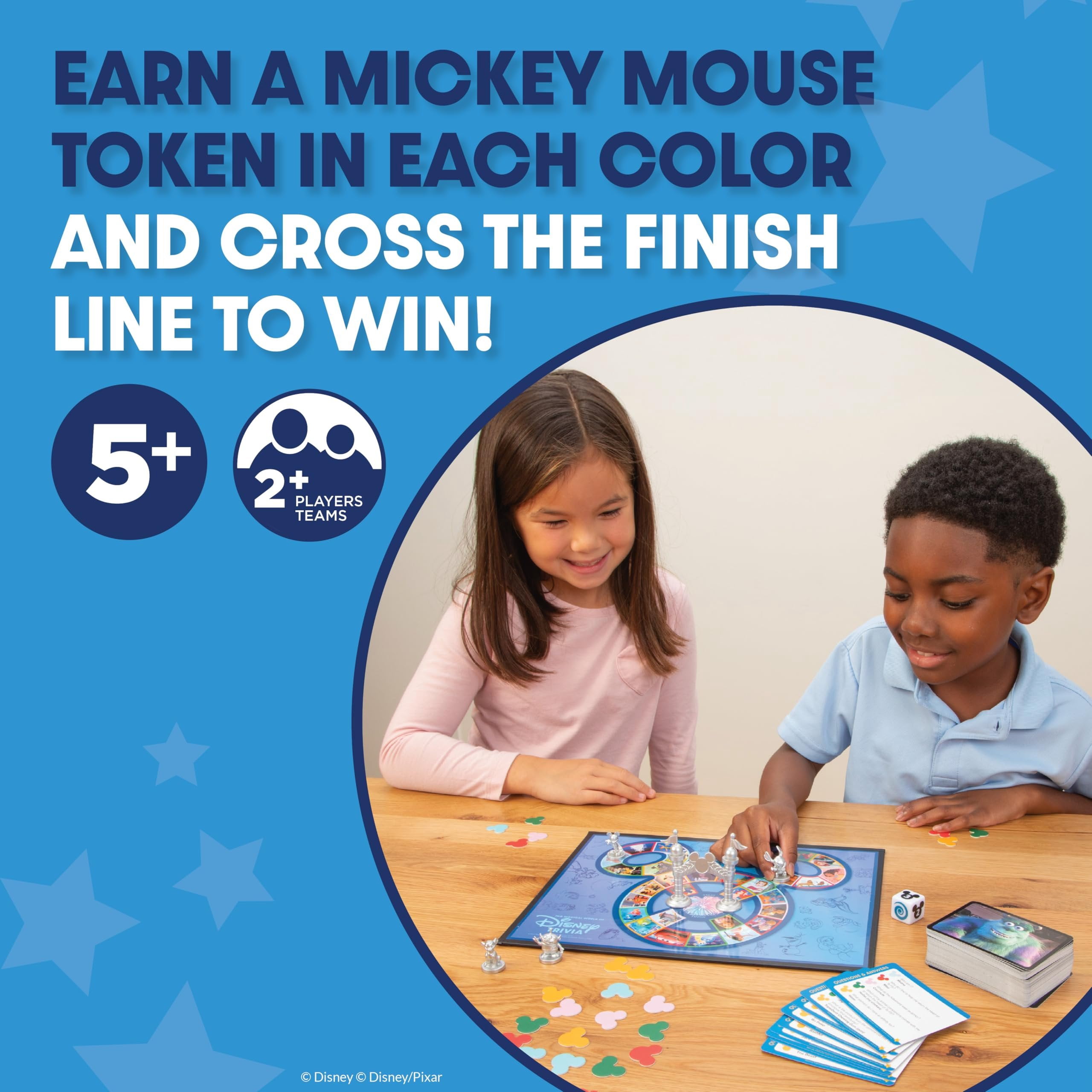 PlayMonster The Magical World of Disney Trivia Board Game - Kids Edition - 615 Questions for Disney Fans, Family & Travel Game, 2+ Players Ages 5+
