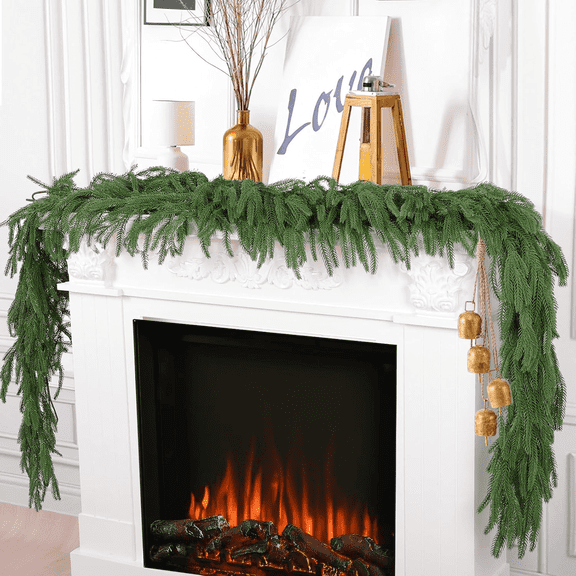 4Pcs 6ft Green Artificial Christmas Garland, Norfolk Pine Holiday Decor for Mantel & Staircase