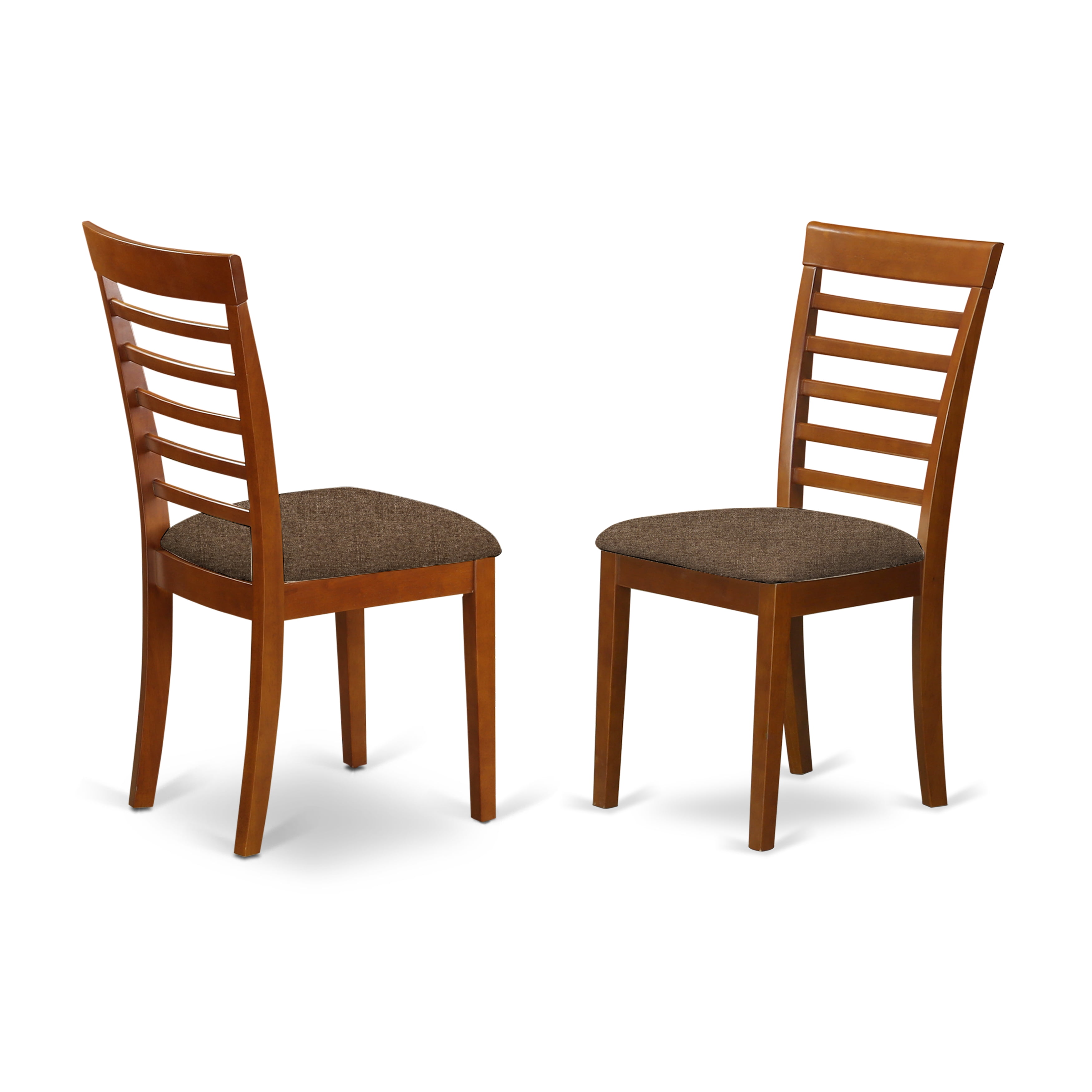 East West Furniture Dublin Wood Dining Set w/ Linen Fabric Seat in Brown