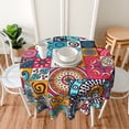 thumbnail image 2 of Round Tablecloth 60 Inch,Stain Resistance Polyester Bohemian Style Table Cloth,Table Cover for Kitchen Dining Table, Buffet Parties and ​Camping, 2 of 6