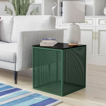 Furniture of America Emree Glass Top Side Table, Green