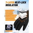 thumbnail image 2 of OZERO Winter Ski Gloves, Unisex Waterproof Thermal Gloves, Touchscreen Anti-Slip Snow Gloves with Wrist Leash & Double Cuff for Skiing Snowboarding Outdoor Sports Black, 2 of 9