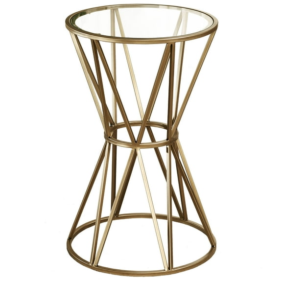 Presley Round Accent Table Gold Gold