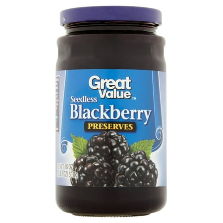 (2 Pack) Great Value Seedless Blackberry Preserves, 18 (Best Seedless Blackberry Jam Recipe)