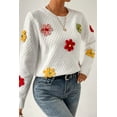 thumbnail image 5 of Floral Sweater with Soft and Warm Textured Knit - White | [ZhiHiMeRi] | (US 8-10)M, 5 of 12